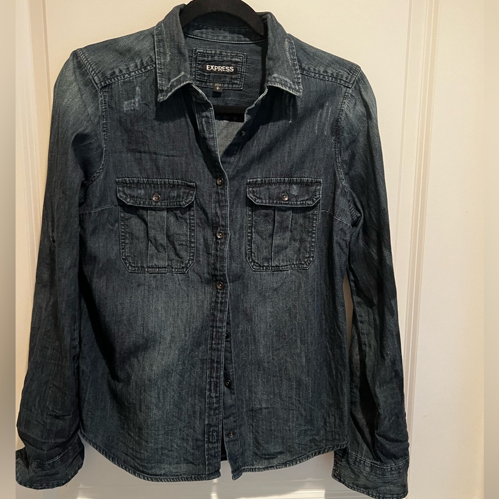 Express Denim button up blouse, size small